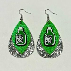 Poison ☠️ Glitter teardrop earrings